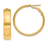 14k 7x30mm Polished Flat Tube Omega Back Hoop Earrings PRE738