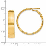 14k 7x30mm Polished Flat Tube Omega Back Hoop Earrings PRE738