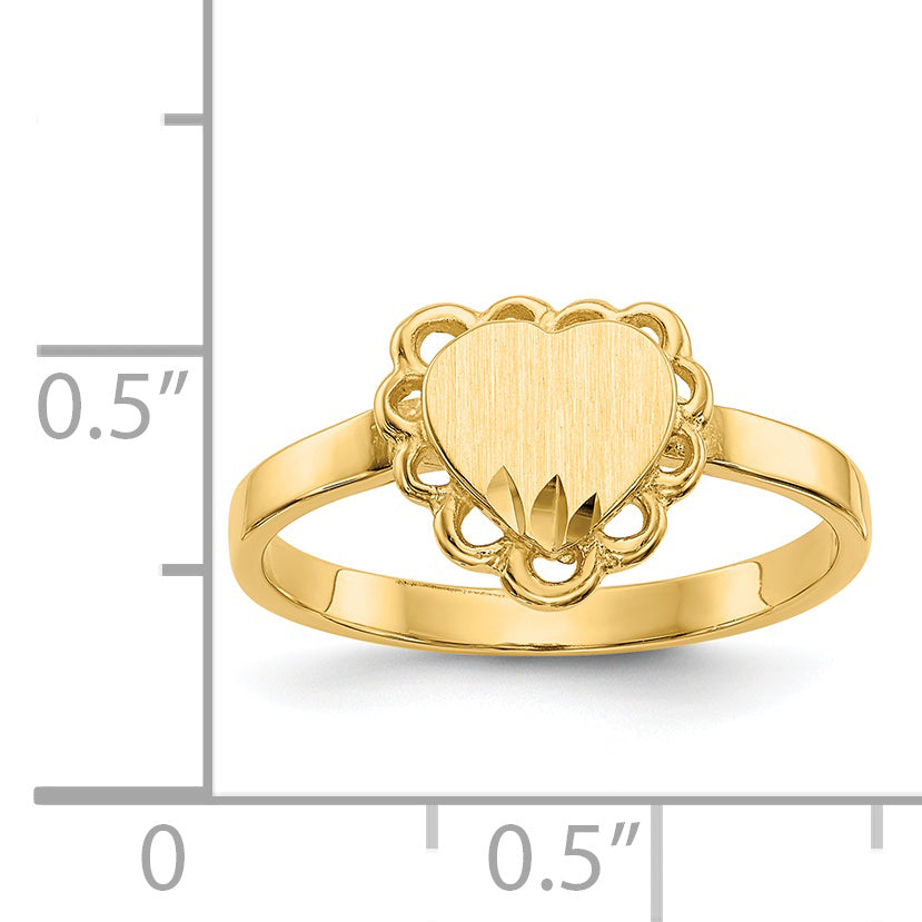 14k 7.0x6.5mm Open Back Heart Signet Ring CH200