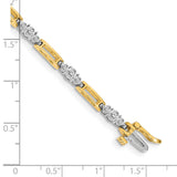 14k Two-tone Complete 2.1 carat Round A Diamond Bar Link 7 inch Tennis Bracelet X638A