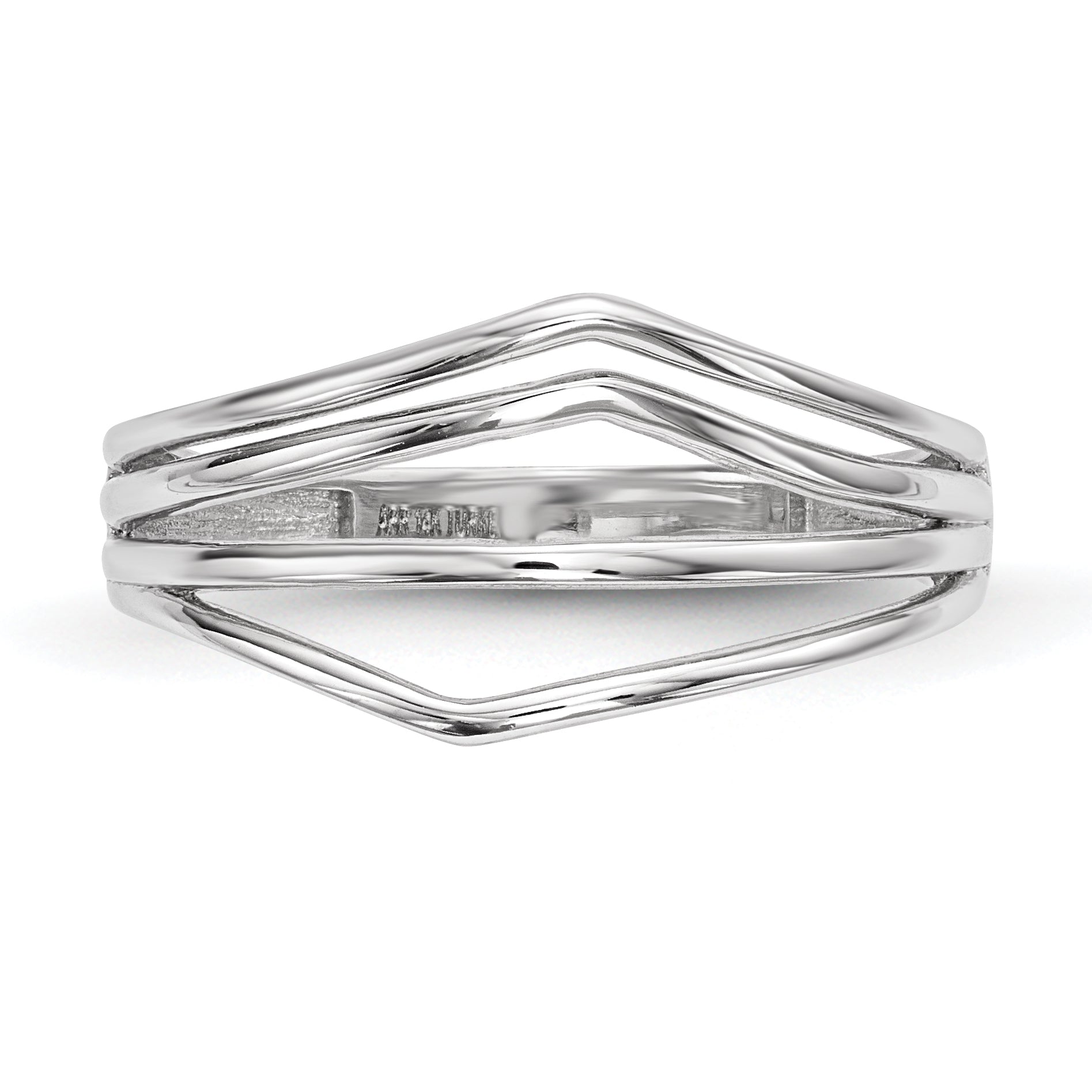 14k White Gold Polished Curved 4-Bar Ring R608