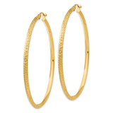 14K 2.5x55mm Knife-Edge Diamond-cut Tube Hoop Earrings TC822