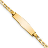 14k Polished Solid Chain/Solid Plate Flat Anchor Link Soft Diamond Shape 19.5x5.2mm Plate 6 inch Baby/Child ID Bracelet BID104C