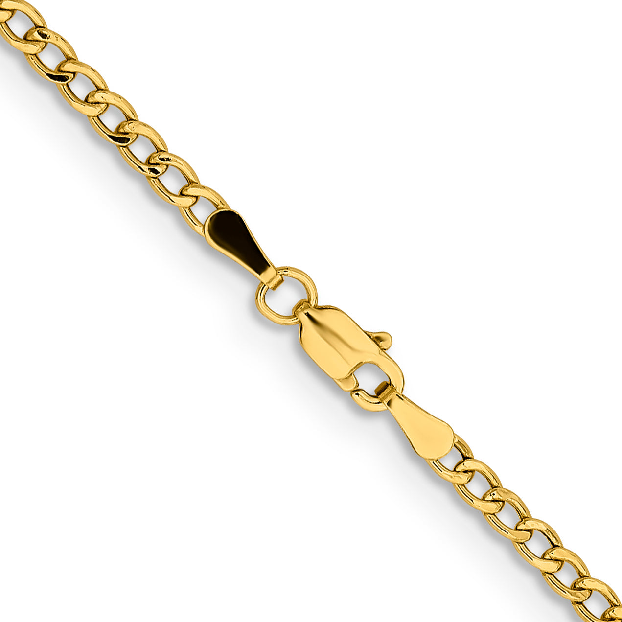 14K 10 inch 2.85mm Semi-Solid Curb with Lobster Clasp Anklet BC192