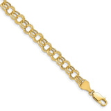14k 6mm Hollow Double Link 7 inch Charm Bracelet DO542