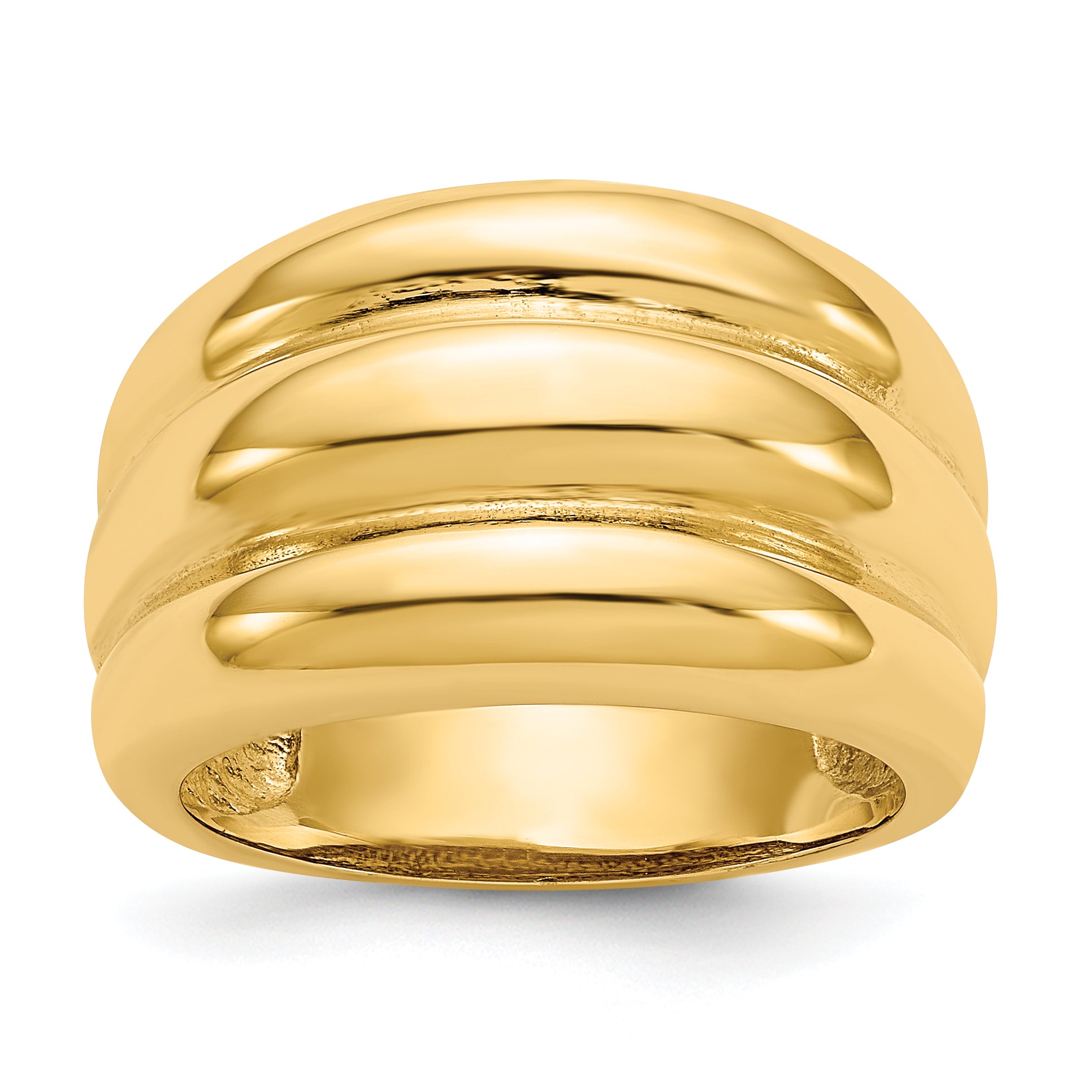 14k Polished Scalloped Dome Ring R322