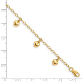14K Puffed Heart 6 inch Childs Charm Bracelet BID83
