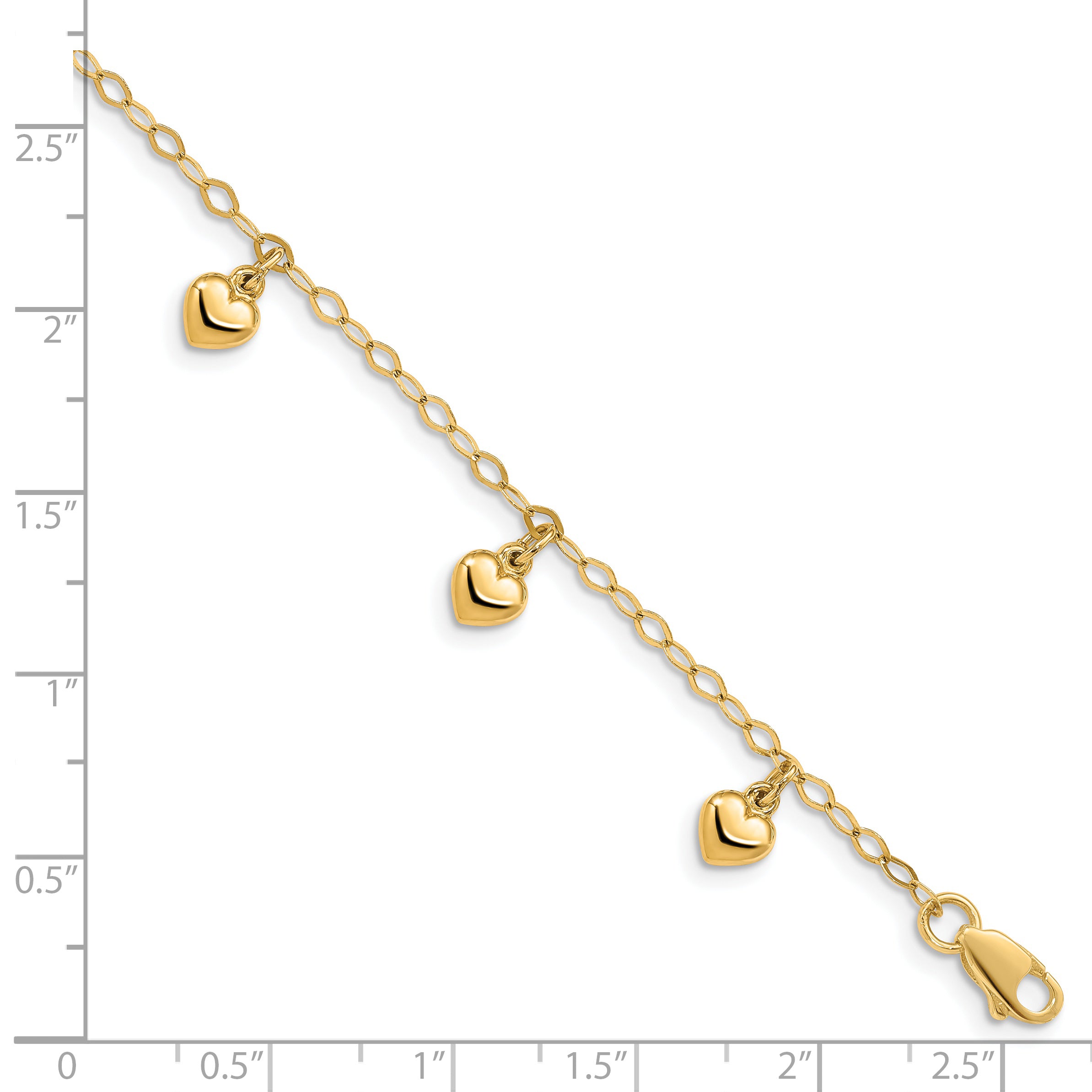 14K Puffed Heart 6 inch Childs Charm Bracelet BID83