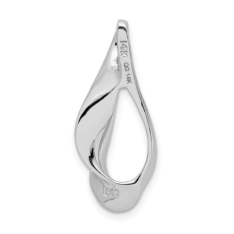 14k White Gold Polished Slide Fits up to 3mm Regular/6mm Fancy or Reversible Omega SLW78