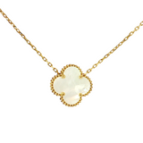 0k Gold Mother of Pearl Clover Necklace (17.5")