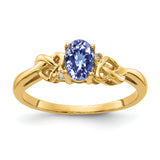 14k 6x4mm Oval Tanzanite AA Diamond ring Y4690T/AA