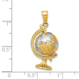 14K and White Rhodium 3-D Moveable Globe Pendant D1209