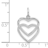 14k White Gold Double Heart Charm K2549