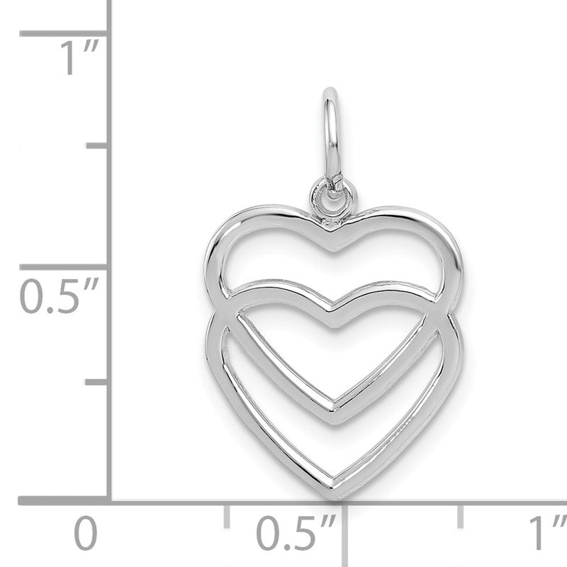 14k White Gold Double Heart Charm K2549