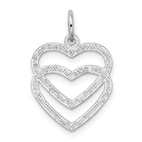 14k White Gold Double Heart Charm K2549