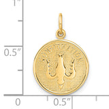 14k Polished CONFIRMATION with Dove Round Charm C1450