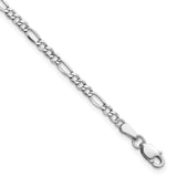 14K White Gold 10 inch 2.5mm Semi-Solid Figaro with Lobster Clasp Chain BC119