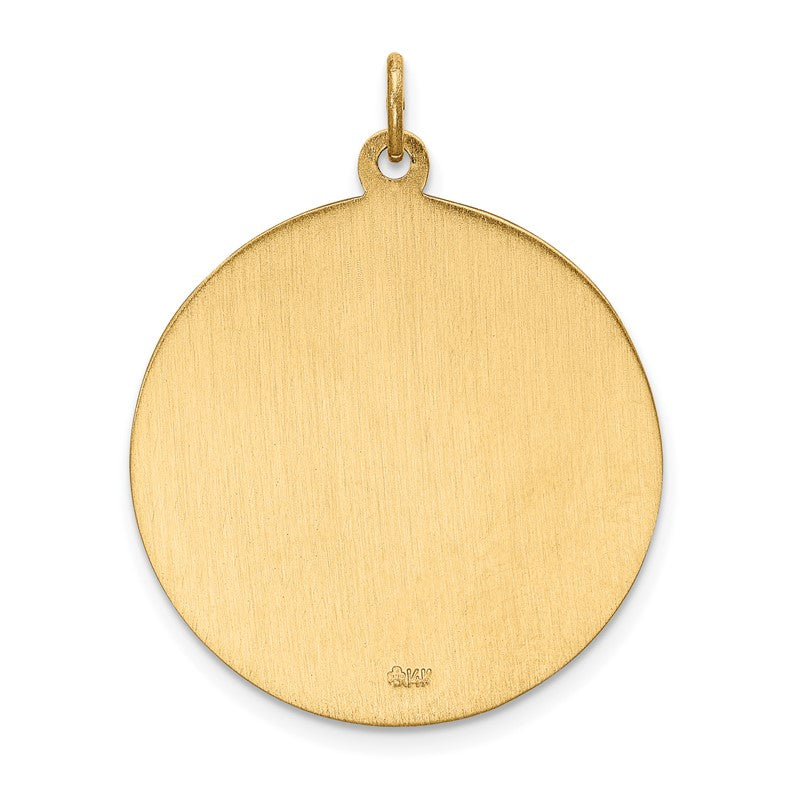 14k Polished and Satin Solid St. Christopher Medal Round Pendant XR1792
