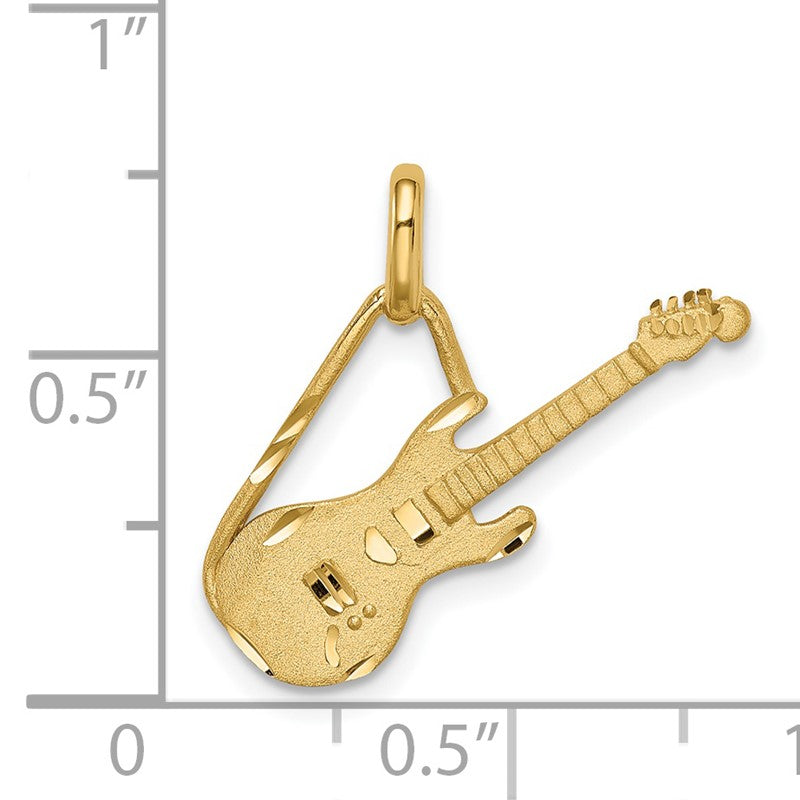 14K Brushed and Diamond-cut Electric Guitar Pendant D4622