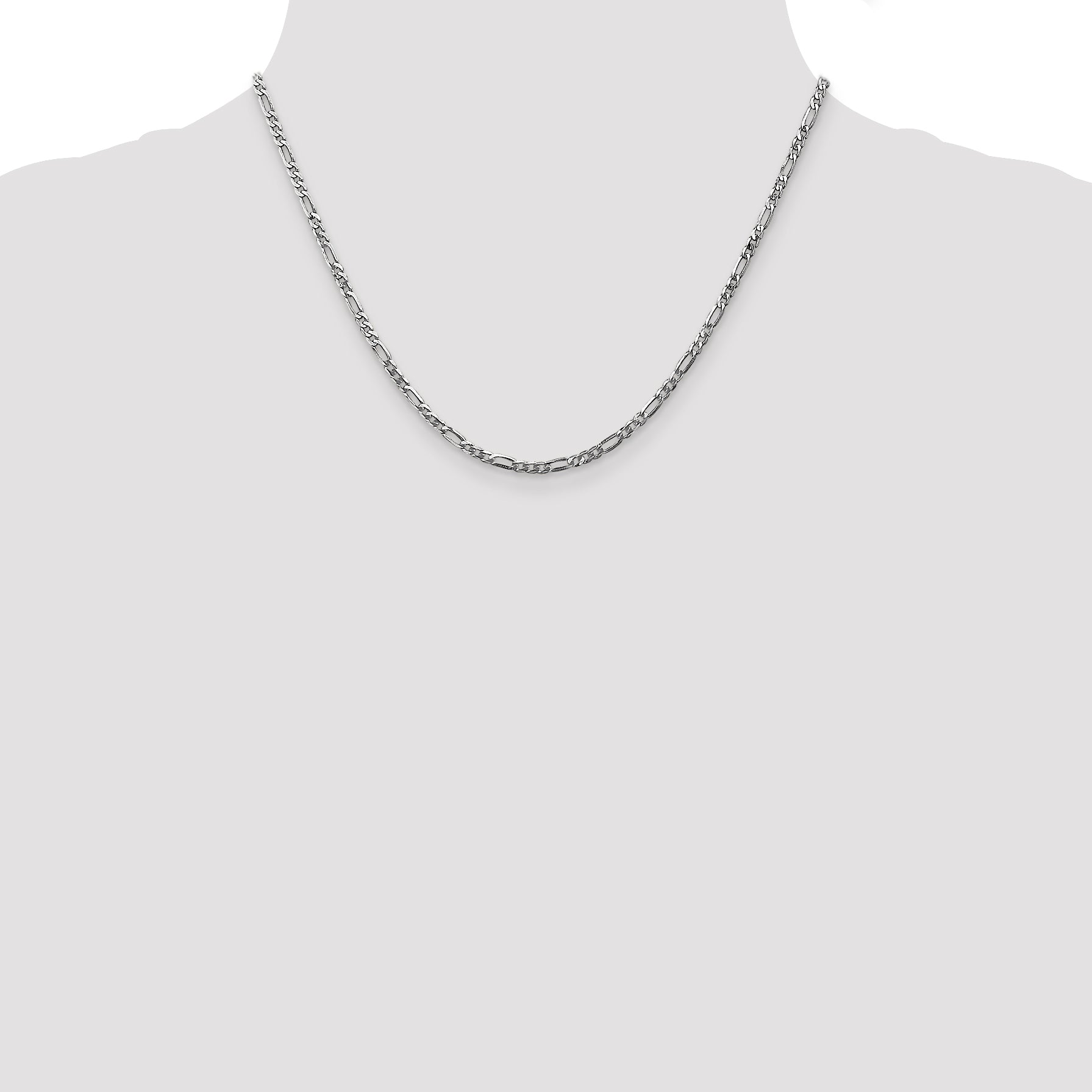 14K White Gold 10 inch 2.75mm Flat Figaro with Lobster Clasp Anklet WFIG070