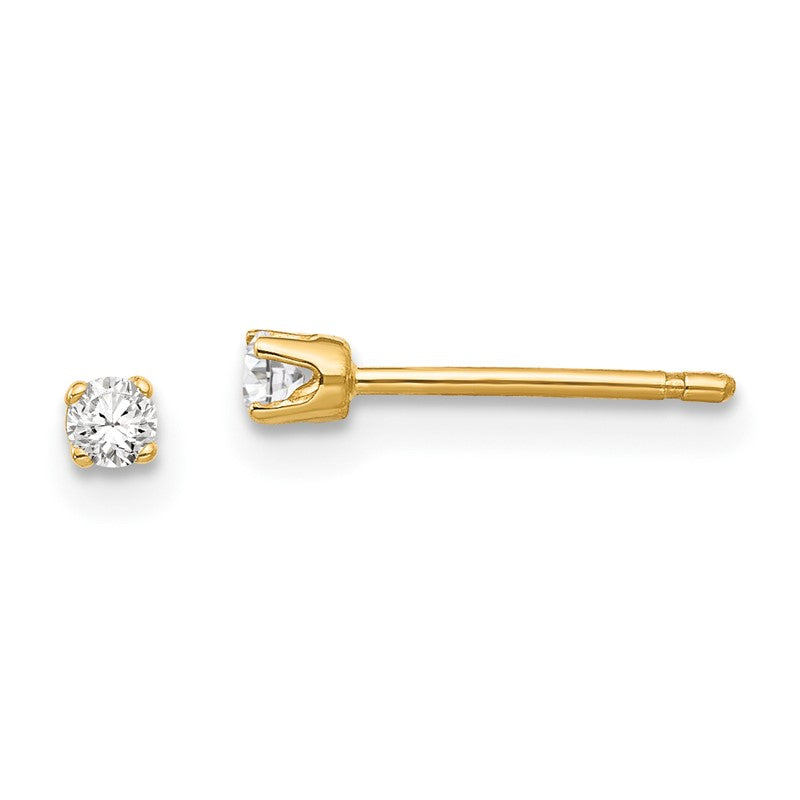 14k 2.25mm Round CZ Stud Earrings XD1CZ