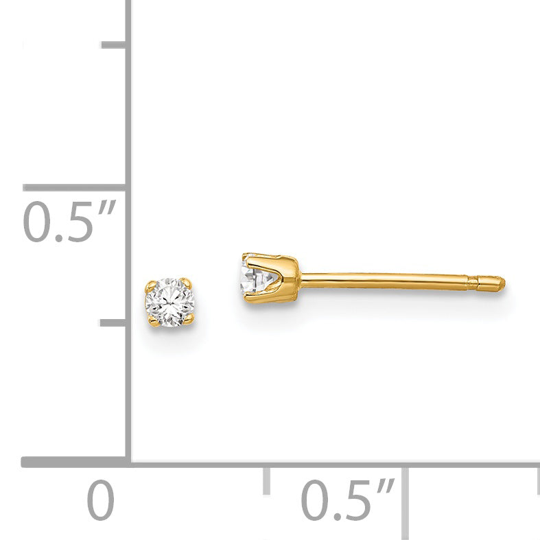 14k 2.25mm Round CZ Stud Earrings XD1CZ