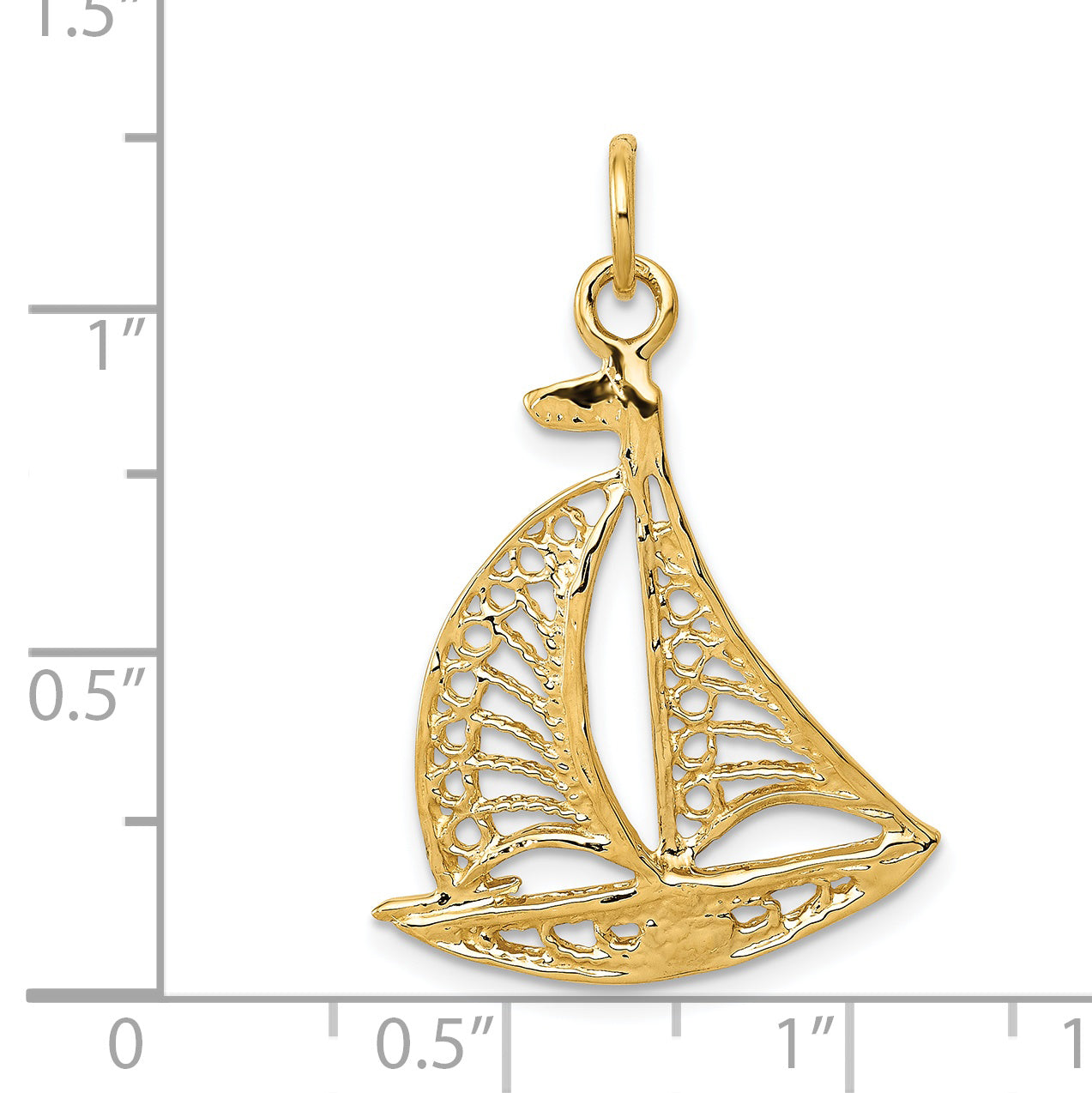 14k Filigree Sailboat Charm A9086
