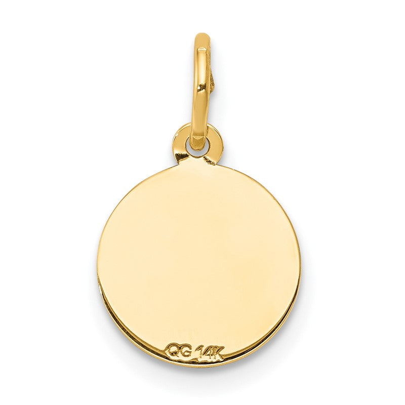 14k Polished and Satin Solid HOLY COMMUNION Round Disc Charm XAC710