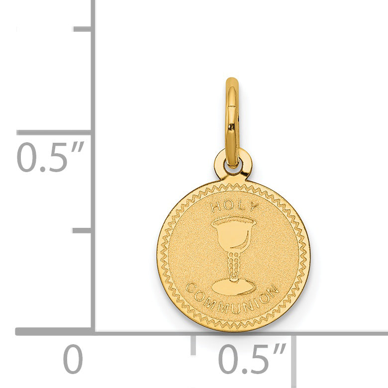 14k Polished and Satin Solid HOLY COMMUNION Round Disc Charm XAC710