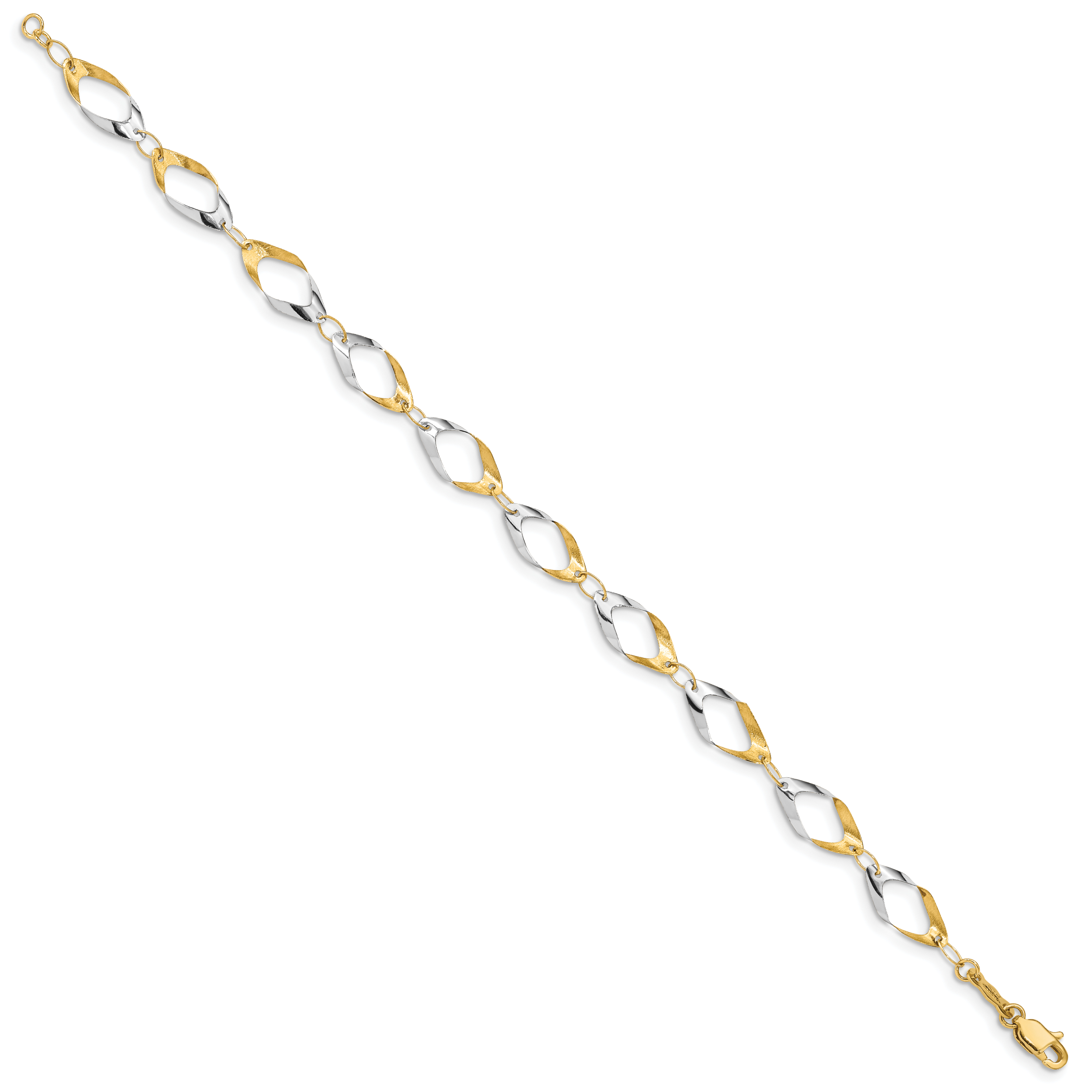 14K and White Rhodium Oval Link 7 inch Bracelet FB1354