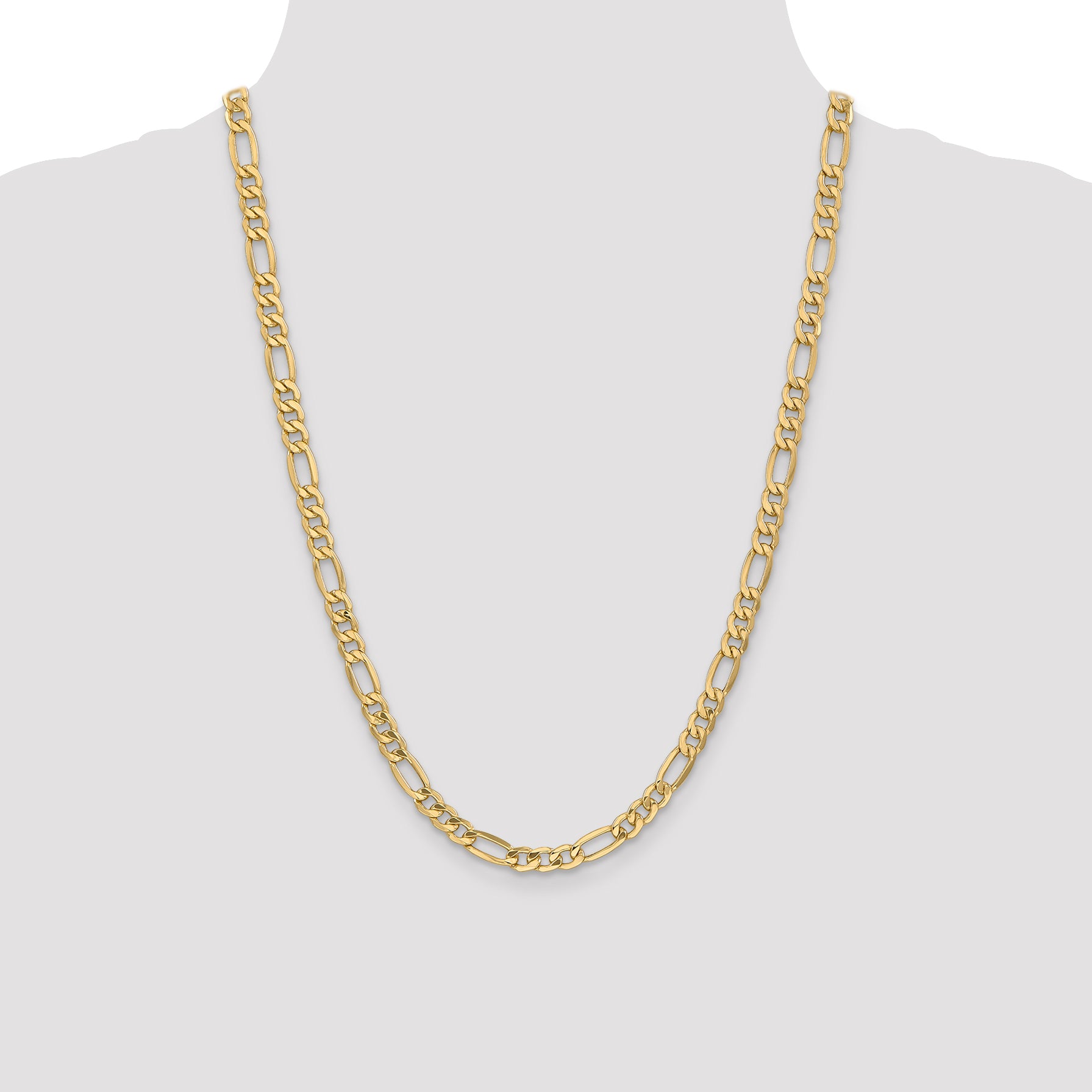 14K 26 inch 6.25mm Semi-Solid Figaro with Lobster Clasp Chain BC96