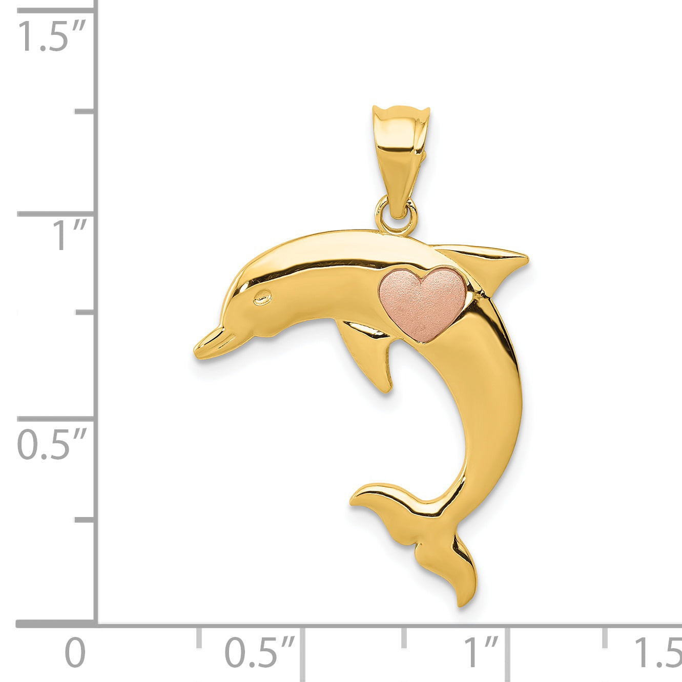 14k Two-Tone Dolphin with Heart Pendant K4878