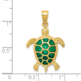 14K Green Enameled Sea Turtle Pendant K4256
