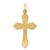 14k Two-tone Hollow Polished Fleur de Lis Crucifix Pendant XR1729