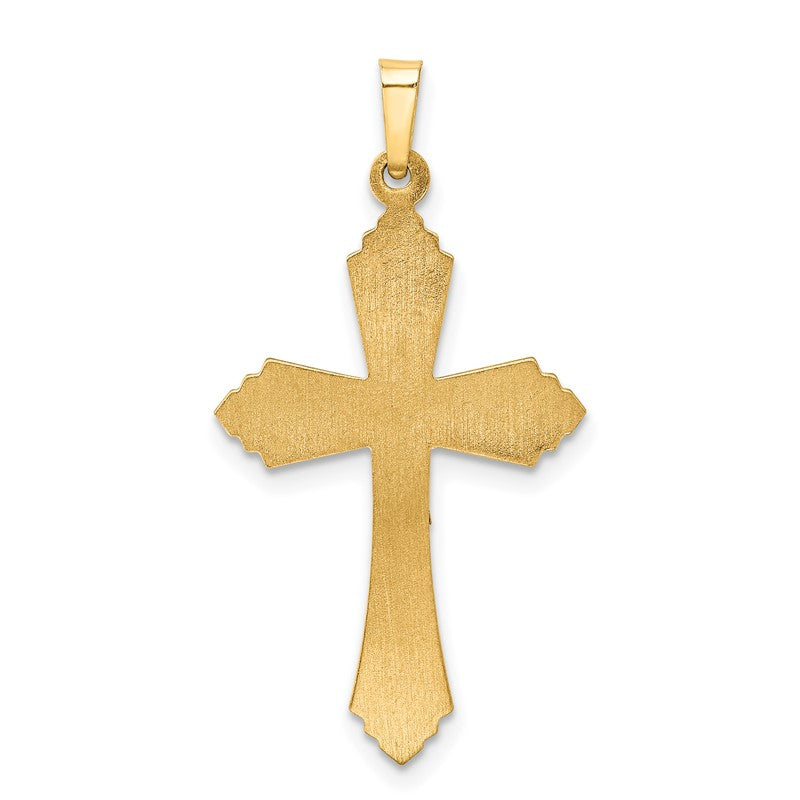 14k Two-tone Hollow Polished Fleur de Lis Crucifix Pendant XR1729