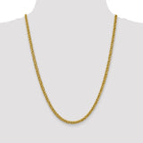 14K 26 inch 4.65mm Semi-Solid 3-Wire Wheat with Lobster Clasp Chain BC178