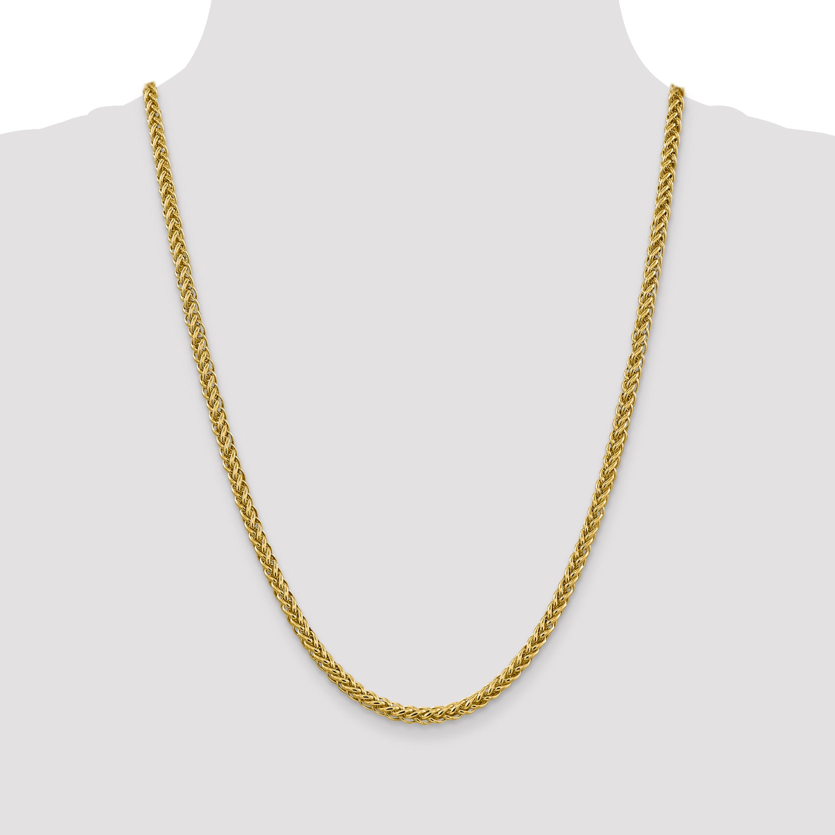 14K 26 inch 4.65mm Semi-Solid 3-Wire Wheat with Lobster Clasp Chain BC178