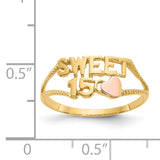 14K Two-tone Quinceanera SWEET 15 Heart Ring K3884
