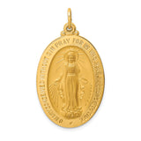 14k Polished and Satin Solid Large Miraculous Medal Oval Pendant XR1747