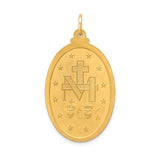 14k Polished and Satin Solid Large Miraculous Medal Oval Pendant XR1747