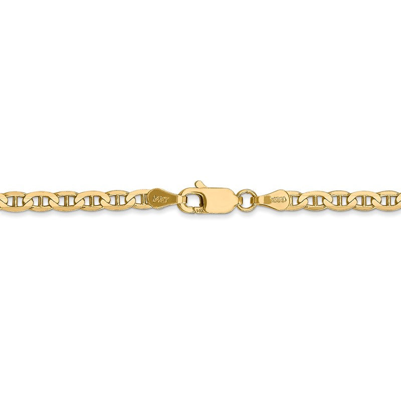 14K 10 inch 3mm Concave Anchor with Lobster Clasp Chain CCA080