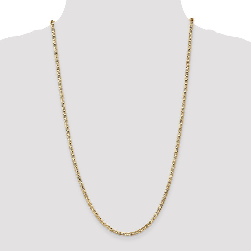 14K 10 inch 3mm Concave Anchor with Lobster Clasp Chain CCA080