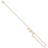 14k Three Heart Dangles 9 inch Plus 1 inch Extender - Total 10 inch Anklet ANK233