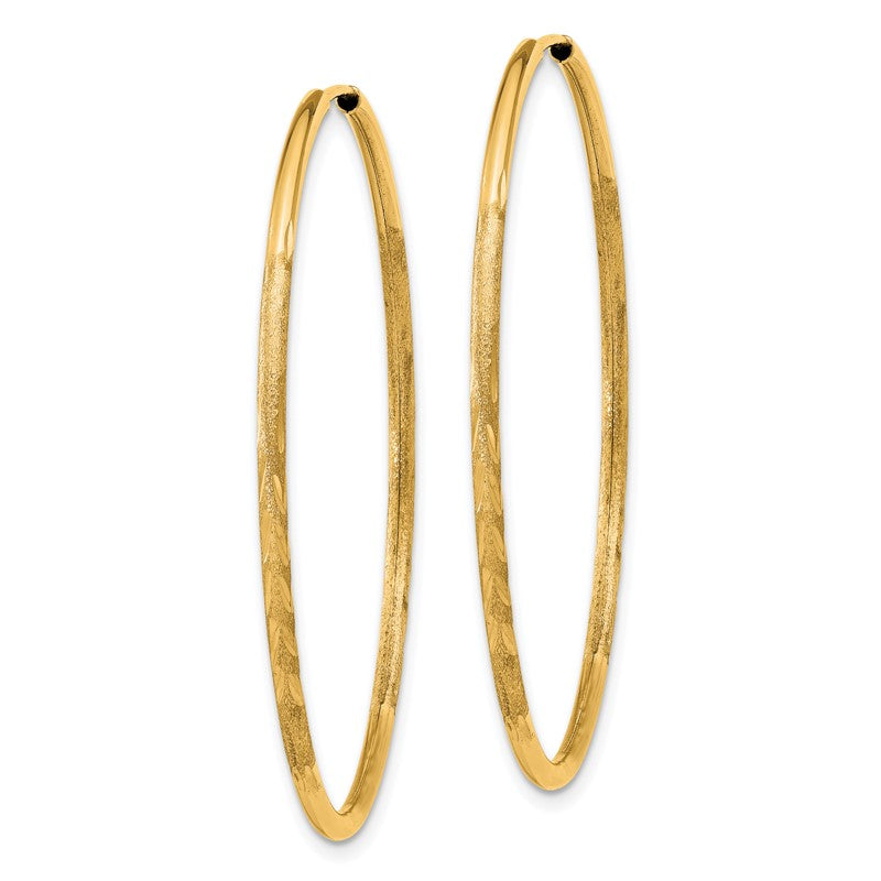 14k 1.5x40mm Satin Diamond-cut Endless Tube Hoop Earrings XY1169