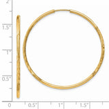 14k 1.5x40mm Satin Diamond-cut Endless Tube Hoop Earrings XY1169