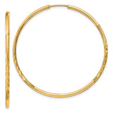 14k 1.5x40mm Satin Diamond-cut Endless Tube Hoop Earrings XY1169