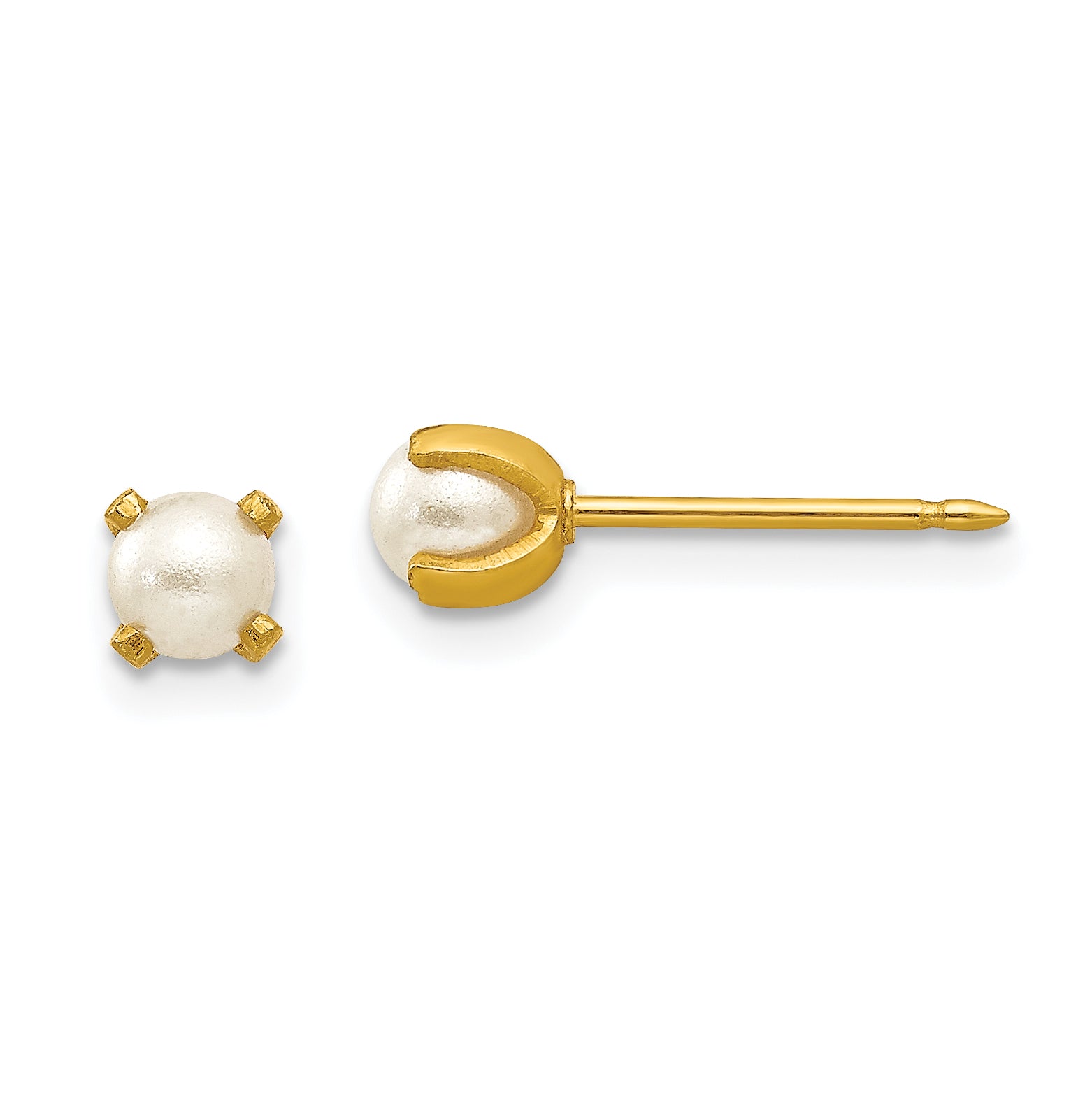 Inverness 14k 4mm Simulated Pearl Post Piercing Earrings 71E
