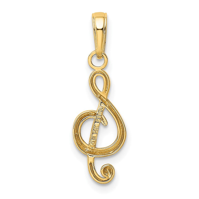 14k Polished Open-Backed Treble Clef Pendant K4944