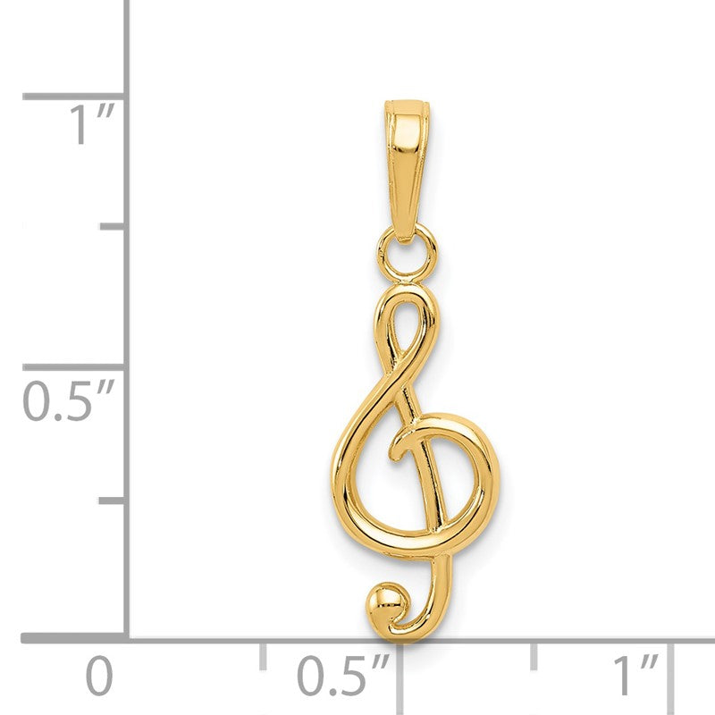 14k Polished Open-Backed Treble Clef Pendant K4944