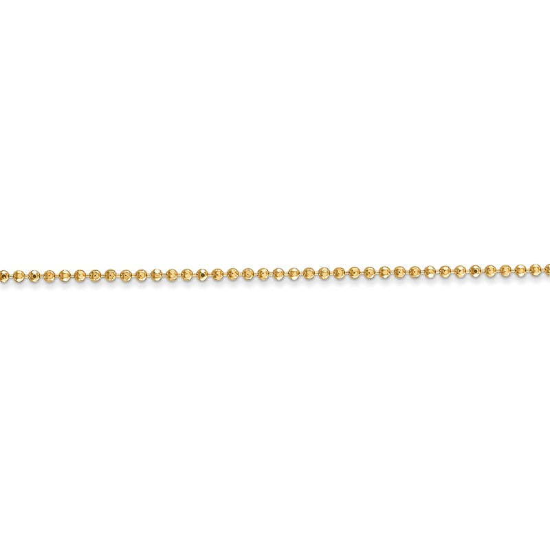 14K 10 inch 1.2mm Diamond-cut Beaded with Lobter Clasp Anklet PEN247